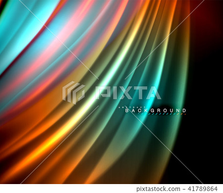 Neon glowing wave, magic energy and light motion background. Vector wallpaper template 41789864