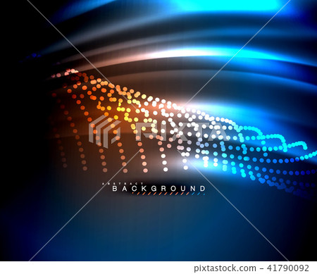 Neon glowing techno lines, hi-tech futuristic abstract background template with square shapes 41790092