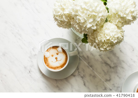 Latte art coffee with bear Latte art coffee with bear 41790418