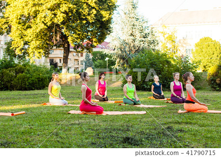 Women co-training in the park Women co-training in the park 41790715