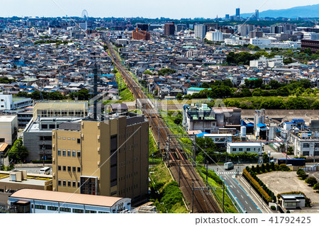 城市景觀。大阪府高City市。大阪平原。 城市景觀。大阪府高City市。大阪平原。 41792425