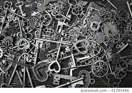 Full frame photo of the various antique keys 41793488