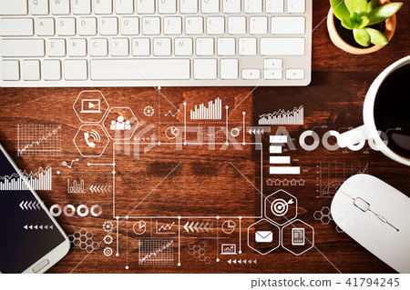 Marketing concept with workstation Marketing concept with workstation 41794245