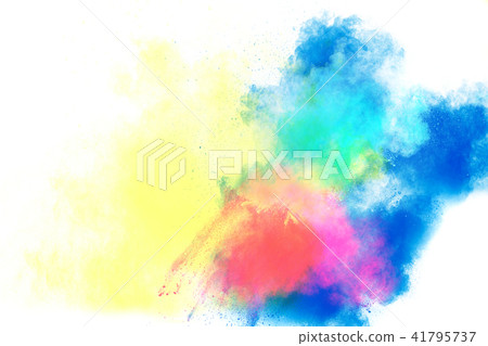 Bizarre forms of powder painted splattered on whit 41795737