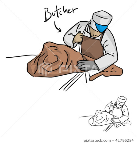 male butcher chopping meat vector illustration 41796284