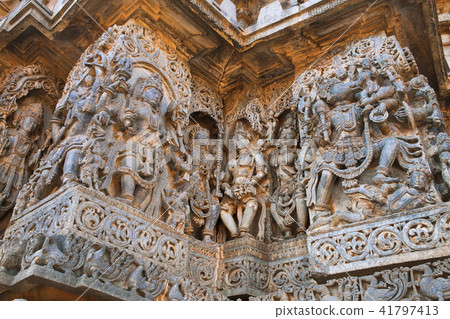 Sculptures west side walls Hoysaleshwara temple Sculptures west side walls Hoysaleshwara temple 41797413