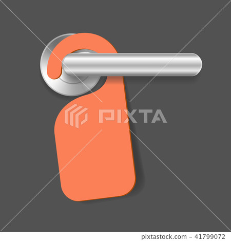 Realistic 3d Detailed Red Information Empty Sign and Door Handle. Vector 41799072