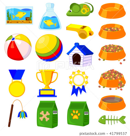 19 colorful cartoon pet shop elements set 41799537