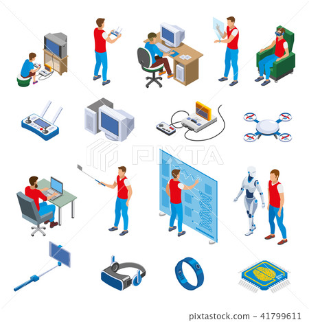 Digital Gadget Evolution Isometric Icons 41799611