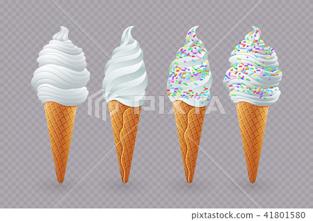 Tasty ice cream with vanilla waffle cup Vector 41801580