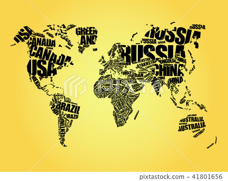 World Map in Typography word cloud 41801656