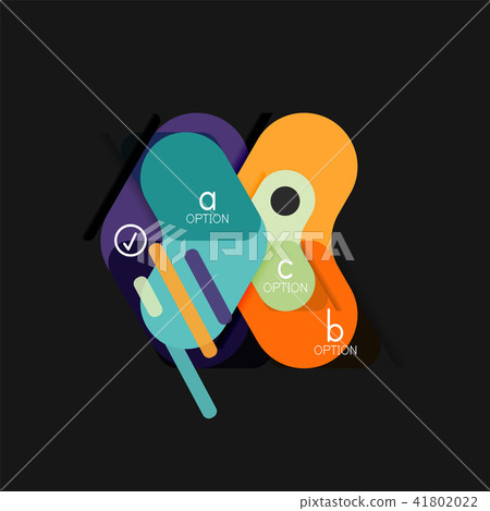 Flat design geometric infographics, arrow shape vector sticker or label, price tags, offer promotion 41802022