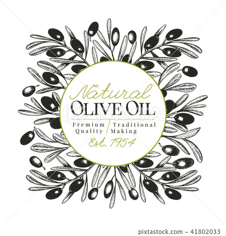 Olive Tree Banner Template Vector Vintage Stock Illustration