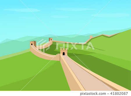Great Wall of China in flat vector design - Stock Illustration ...