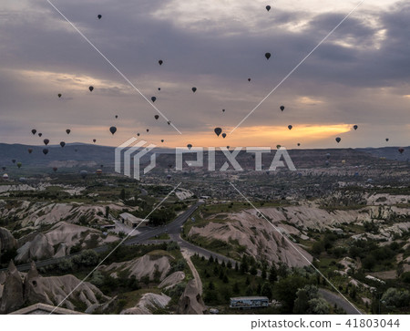 The great tourist attraction of Cappadocia - balloon flight. View From Uchisar The great tourist attraction of Cappadocia - balloon flight. View From Uchisar 41803044