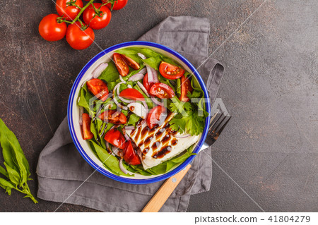 Bright summer salad with goat cheese feta, tomato Bright summer salad with goat cheese feta, tomato 41804279