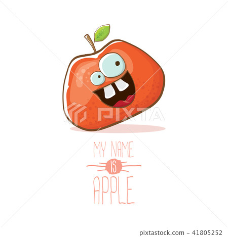 vector funny cartoon cute red apple character isolated on white background. My name is apple vector vector funny cartoon cute red apple character isolated on white background. My name is apple vector 41805252