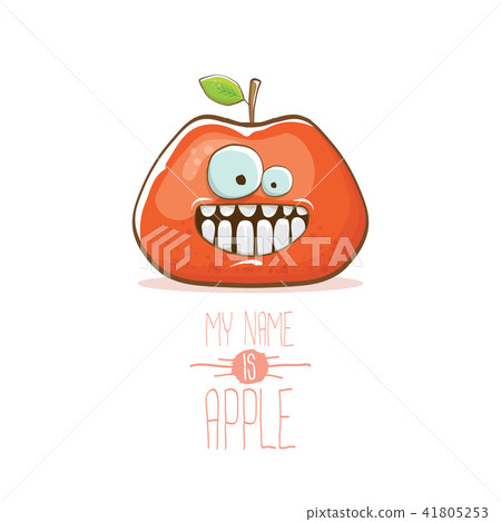 vector funny cartoon cute red apple character isolated on white background. My name is apple vector vector funny cartoon cute red apple character isolated on white background. My name is apple vector 41805253