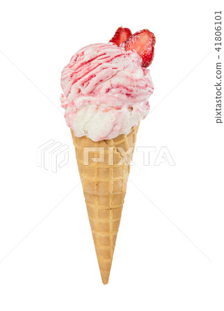 Strawberry-vanilla ice cream with strawberries 41806101