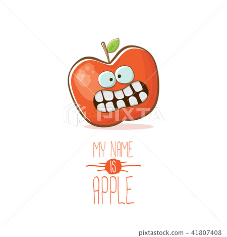 vector funny cartoon cute red apple character isolated on white background. My name is apple vector vector funny cartoon cute red apple character isolated on white background. My name is apple vector 41807408