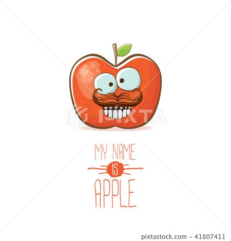 vector funny cartoon cute red apple character isolated on white background. My name is apple vector vector funny cartoon cute red apple character isolated on white background. My name is apple vector 41807411