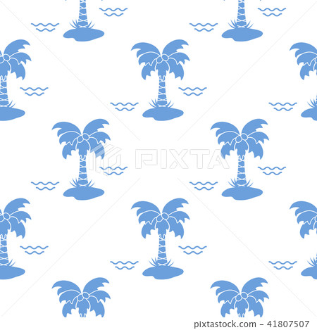 Seamless pattern with palm trees and waves - Stock Illustration ...