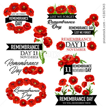 Poppy flower memorial wreath for Remembrance Day 41807643