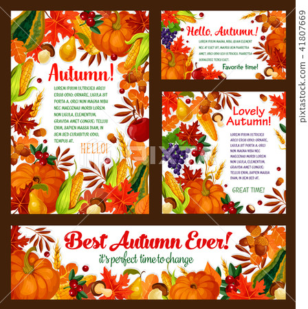 Autumn foliage, pumpkin, maple leaf vector poster 41807669