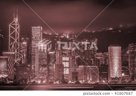 Hong Kong Night View Victoria Peak Victoria Harbour High-rise Building Hong Kong Night Hong Kong Night View 41807687