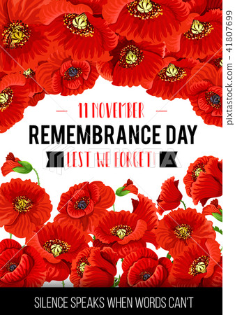Vector 11 November Remembrance day poppy card Vector 11 November Remembrance day poppy card 41807699