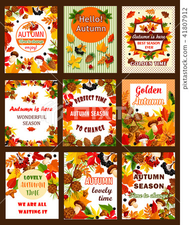 Autumn season nature retro poster and banner set 41807912