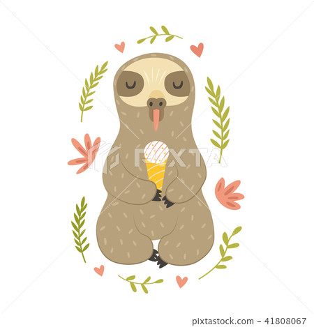 Funny Sloth eating ice cream Funny Sloth eating ice cream 41808067