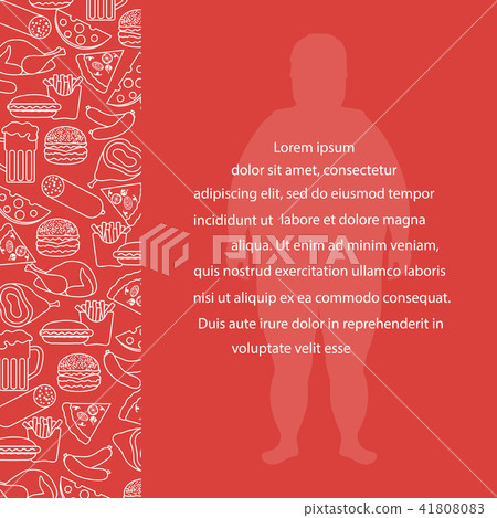 Fat man with unhealthy lifestyle symbols Fat man with unhealthy lifestyle symbols 41808083