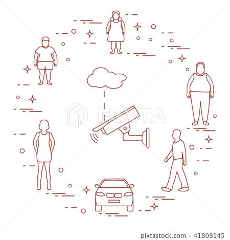 Security camera, boy, woman, girl, men, car Security camera, boy, woman, girl, men, car 41808145
