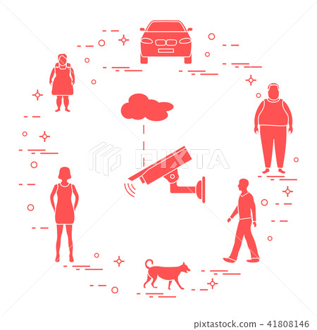 Security camera, dog, woman, girl, men, car Security camera, dog, woman, girl, men, car 41808146