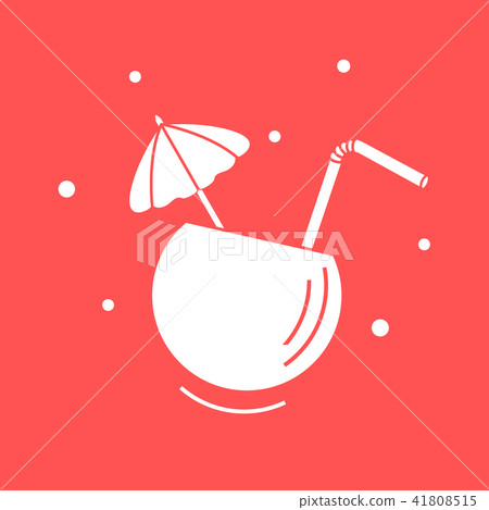 Stylized icon of the cocktail in half coconut, Stylized icon of the cocktail in half coconut, 41808515