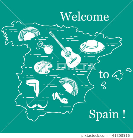 various symbols of Spain arranged in a circle various symbols of Spain arranged in a circle 41808516