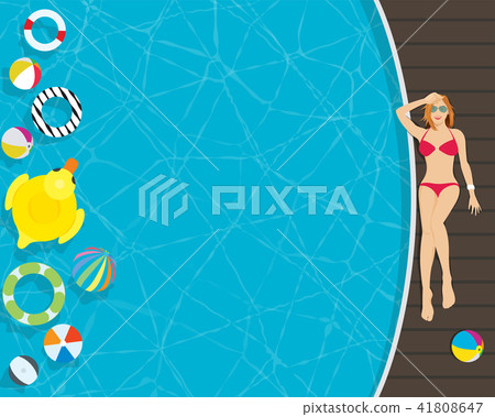 Young woman in the poolside at private villa Young woman in the poolside at private villa 41808647