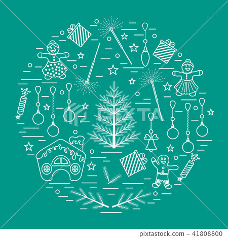 different new year and christmas symbols arranged 41808800