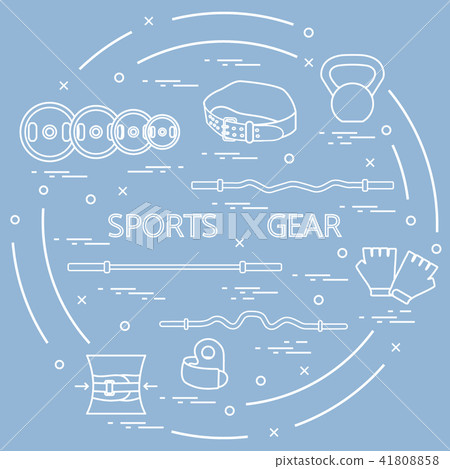 Different goods for weightlifting arranged in a 41808858