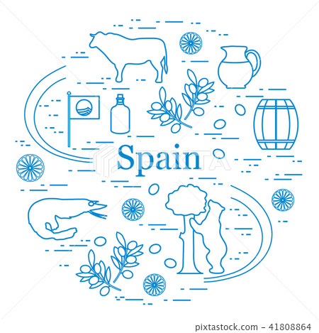 various symbols of Spain arranged in a circle various symbols of Spain arranged in a circle 41808864