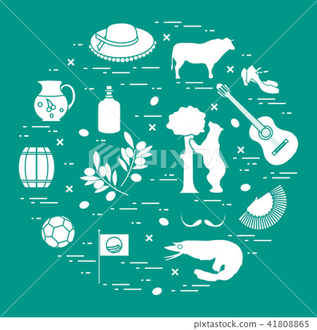various symbols of Spain arranged in a circle various symbols of Spain arranged in a circle 41808865