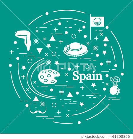 various symbols of Spain arranged in a circle various symbols of Spain arranged in a circle 41808866