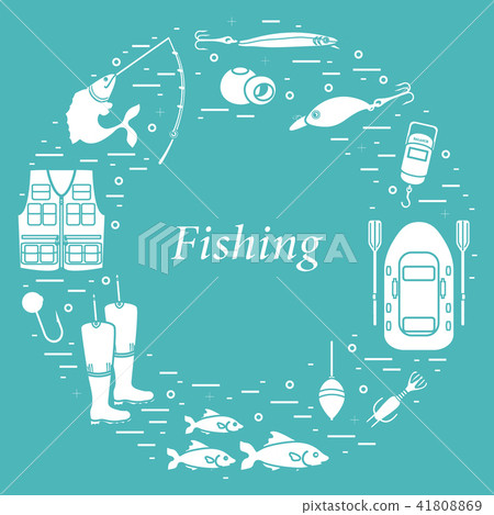 Different tools for fishing arranged in a circle Different tools for fishing arranged in a circle 41808869