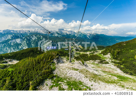 Chair lift on Vogel mountain in Alps, Slovenia 41808918