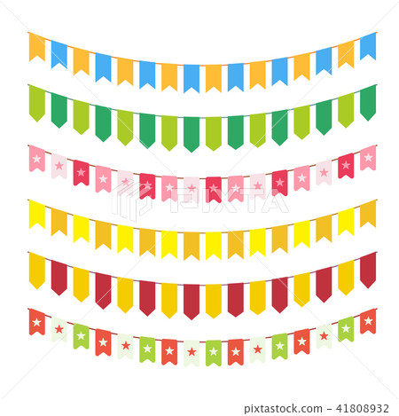 Vector flag garlands for invitation card design, carnival bright cordage and child adornments Vector flag garlands for invitation card design, carnival bright cordage and child adornments 41808932