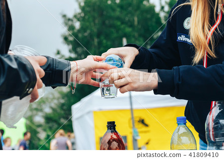 Water in plastic glasses Water in plastic glasses 41809410