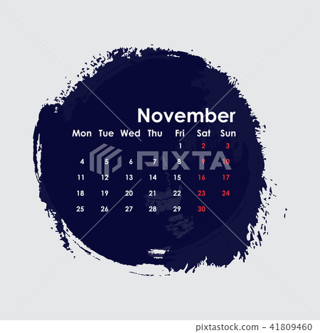 November 2019 Calendar Template.Starts from Monday 41809460