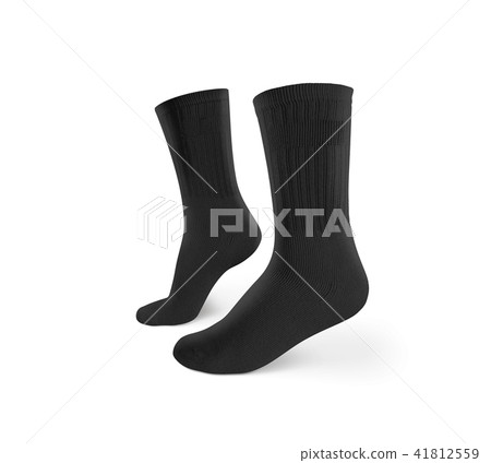 Blank black socks design mockup, isolated, clipping path. 41812559