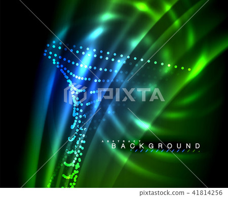 Neon glowing techno lines, hi-tech futuristic abstract background template with square shapes 41814256